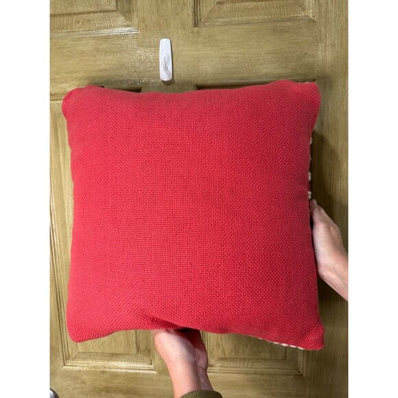 Creative Co-Op Woven Cotton Wool Striped Throw Pillow Salmon Cream 18" NEW NWT - Picture 2 of 4